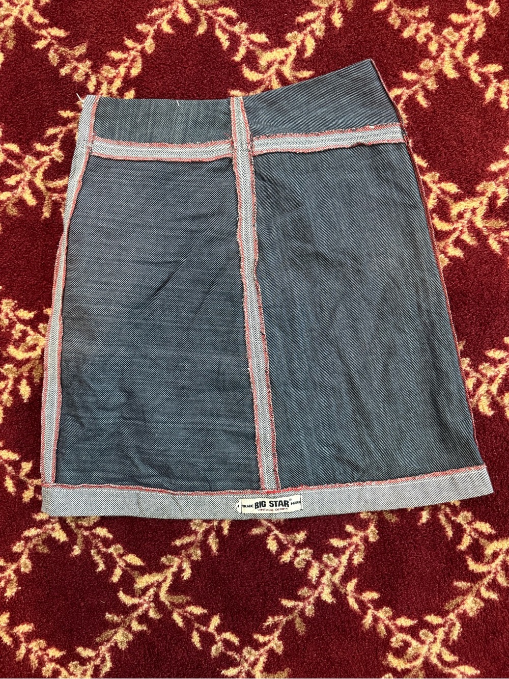 Big Star Denim Mini Skirt with Contrast Seams - Dark Blue